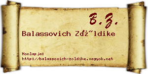 Balassovich Zöldike névjegykártya
